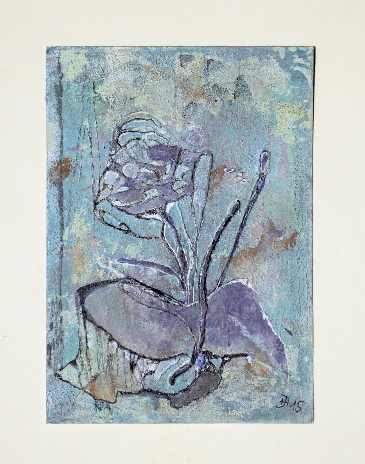 violett vor blau ,10,5x15cm,acryl auf papier,2015